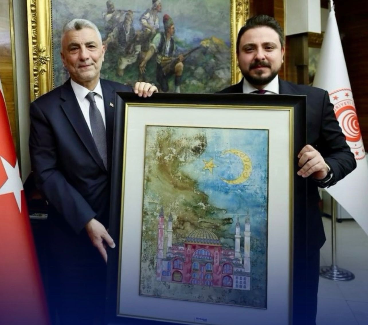 BİRSANAT.COM SANATÇISI CANAN DEMİREL’İN ÖZEL TABLOSU, TİCARET BAKANI ÖMER BOLAT’A HEDİYE EDİLDİ