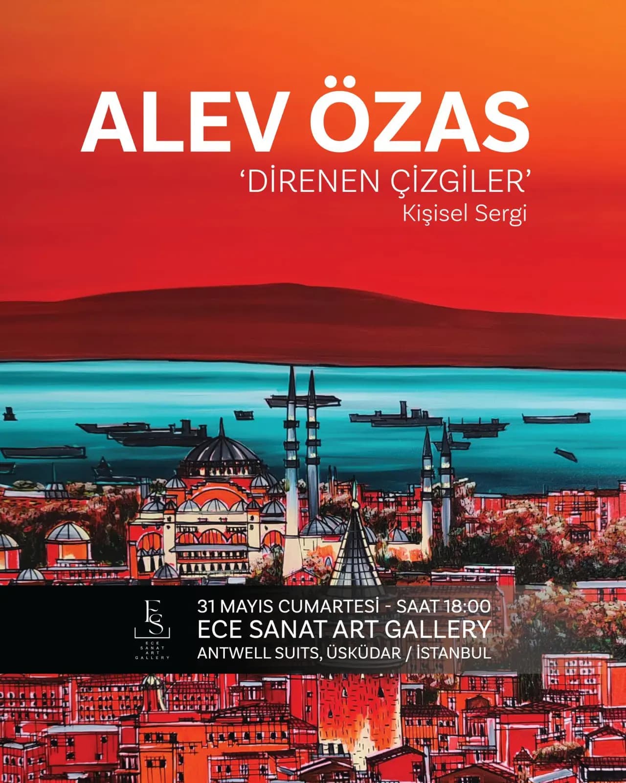 "direnen Çizgiler" Kişisel Sergi afişi