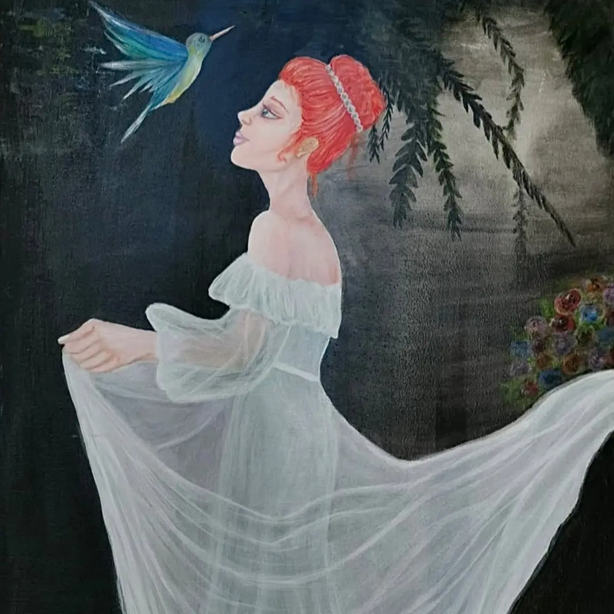 “Whisper of the Hummingbird” | Oil on Canvas, 50x70 cm